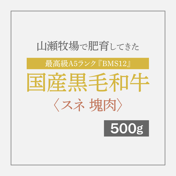 最高級A5ランク国産黒毛和牛『BMS12』 煮込みなどに 〈スネ 塊肉〉 500g